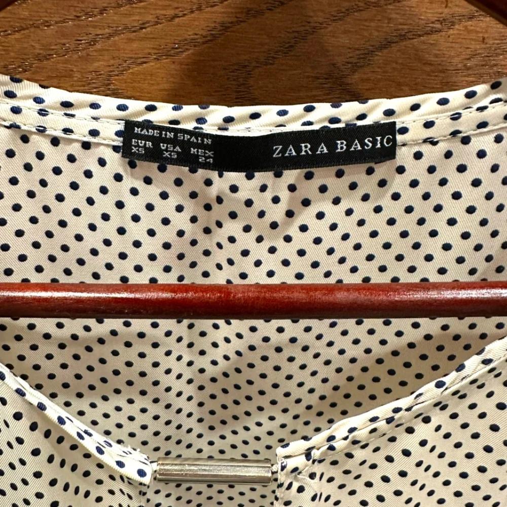 Polka Dot Blouse - Navy Blue and Off-White - Picture 3 of 3